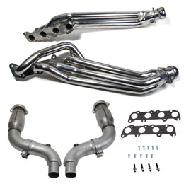 BBK Performance 15-23 Ford Mustang GT 5.0 1-7/8 Inch Long Tube Headers with High Flow Catted Mid Pipe (Silver Ceramic) – Direct Fit