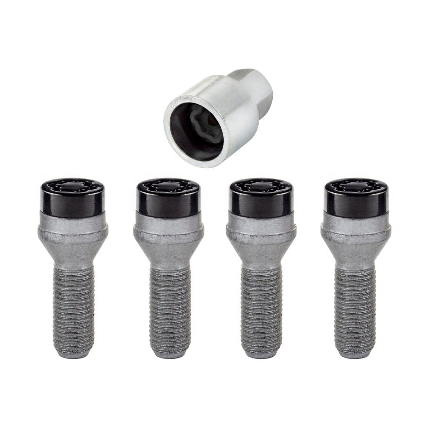 McGard Black Cone Seat Wheel Lock Bolt Set M14 x 1.5 – 4 Locks & Key for BMW X3, 745Li