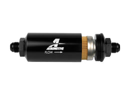 Aeromotive In-Line Fuel Filter - AN-08 Male, 10 Micron Fabric Element, Bright Dip Black Finish