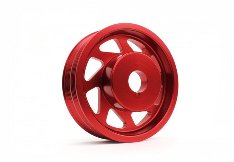 Perrin Performance Red Lightened Crank Pulley for Subaru Impreza, WRX, and STI (2002-2021)