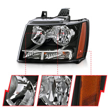 Load image into Gallery viewer, ANZO Crystal Headlight Set for Chevrolet Tahoe and Suburban 2007-2014 - Black Housing with Clear Lens