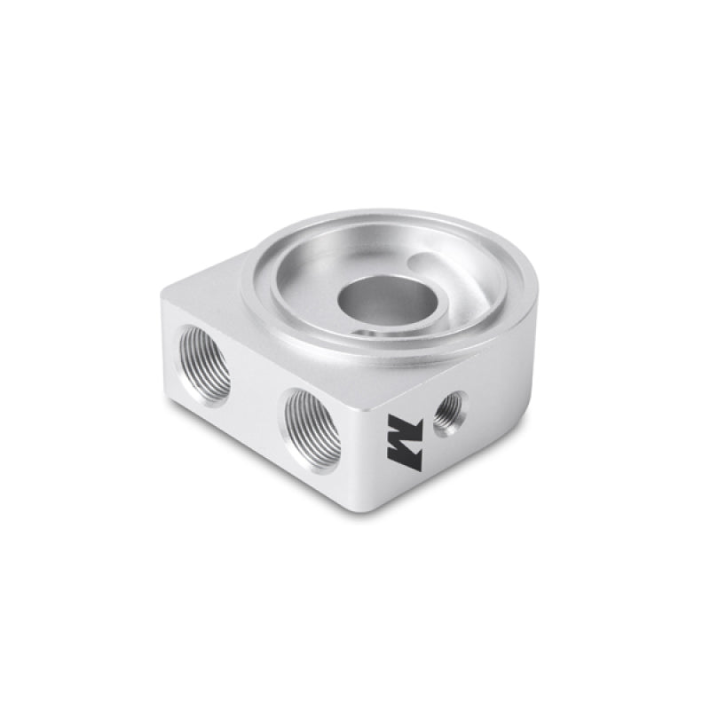 Mishimoto Silver M20 Oil Sandwich Plate - High-Flow Oil Cooler Adapter for Automotive Applications