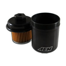 Load image into Gallery viewer, AEM Part Number aem25-200BK High Volume Fuel Filter for Honda and Acura Vehicles