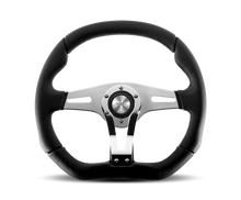 Load image into Gallery viewer, MOMO Trek R Steering Wheel – 350 mm Diameter, Black AirLeather with Brushed Aluminum Spokes