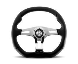 MOMO Trek R Steering Wheel – 350 mm Diameter, Black AirLeather with Brushed Aluminum Spokes
