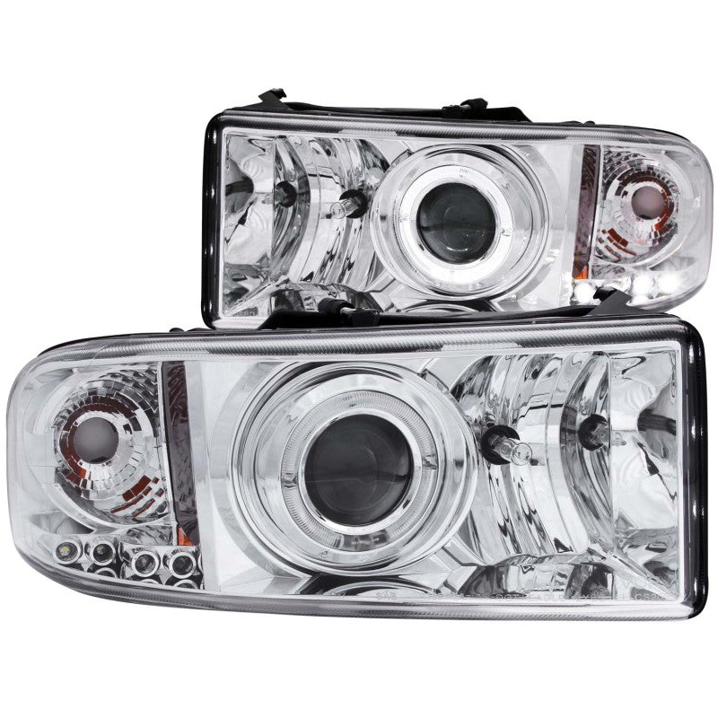 ANZO 1994-2001 Dodge Ram Projector Headlights with Halo, Chrome Housing, Pair