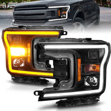 Load image into Gallery viewer, ANZO 2018-2020 Ford F-150 Projector Headlights with Plank Style Switchback and Black Housing