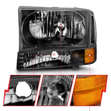 Load image into Gallery viewer, ANZO 2000-2004 Ford Excursion Crystal Headlights with Black Housing and Clear Lenses