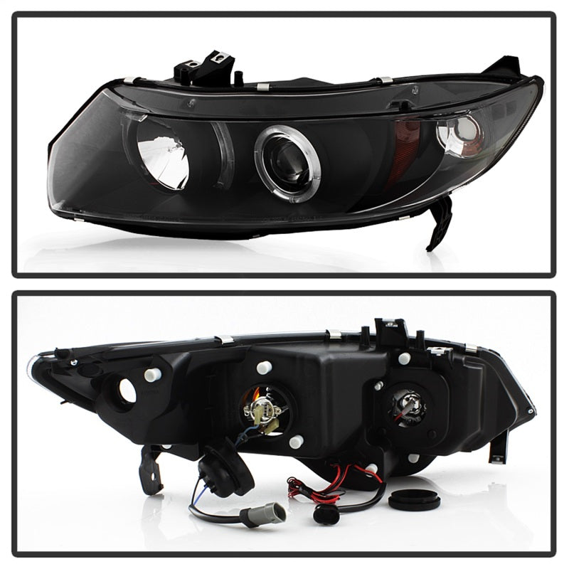 Spyder Honda Civic 2006-2008 2-Door Projector Headlights with LED Halo and Black Finish - Part Number: spy5010780