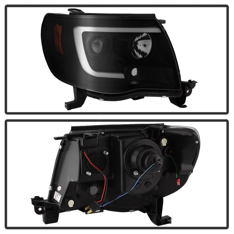 Spyder 05-11 Toyota Tacoma Version 2 Projector Headlights with Light Bar DRL - Black Smoke Smoke