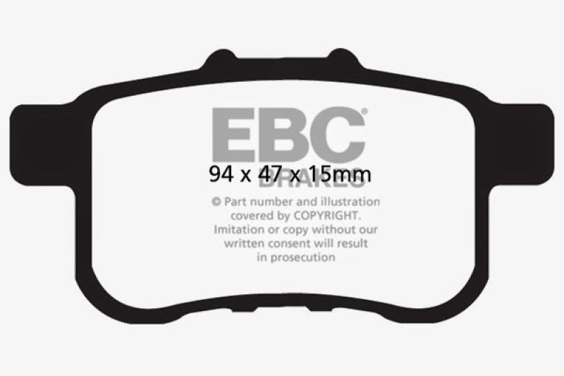 EBC Yellowstuff Rear Brake Pads for Honda Accord and Acura TSX * High-Performance Street and Track Use