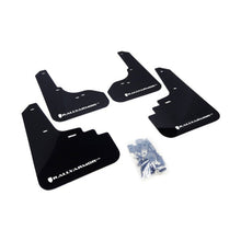 Load image into Gallery viewer, Rally Armor UR Series Mud Flaps for 2005-2009 Subaru Legacy and Outback – Black with White Logo, Part Number RALMF4-UR-BLK/WH