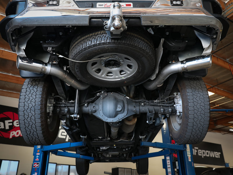 aFe Large Bore-HD 4-inch 409 Stainless Steel DPF-Back Exhaust System with Polished Tips for GM Diesel Trucks 2020-2025