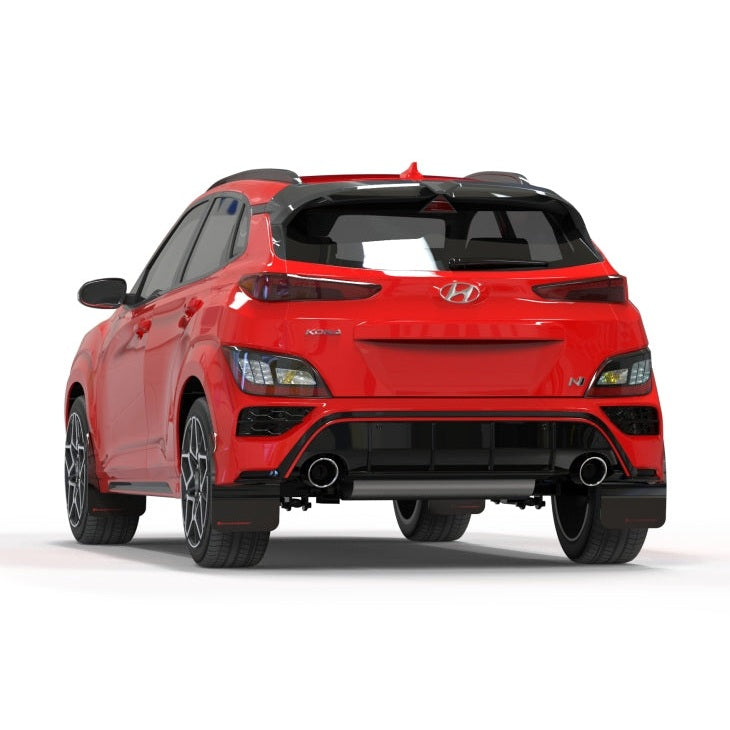 Rally Armor 22-23 Hyundai Kona N Black UR Mud Flap w/White Logo
