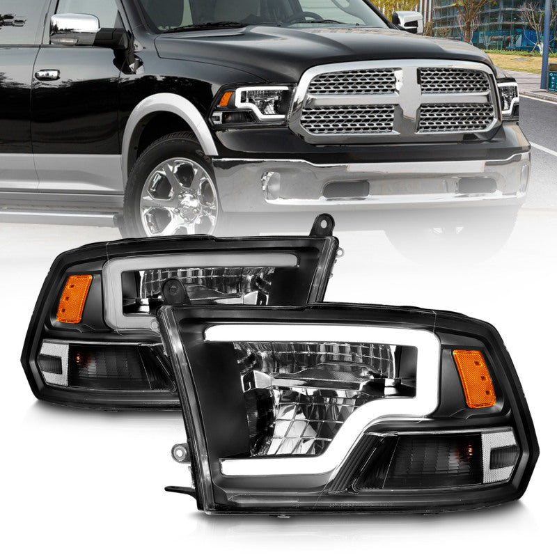 ANZO 2009-2020 Dodge Ram 1500 Full LED Square Projector Headlights with Black Housing and Clear Lens