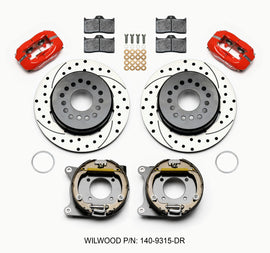 Wilwood Forged Dynalite P/S Park Brake Kit for 12 Bolt Axles * Drilled Red Finish, 12.19-inch Rotor with Staggered Shock Mount