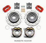 Wilwood Forged Dynalite P/S Park Brake Kit for 12 Bolt Axles * Drilled Red Finish, 12.19-inch Rotor with Staggered Shock Mount