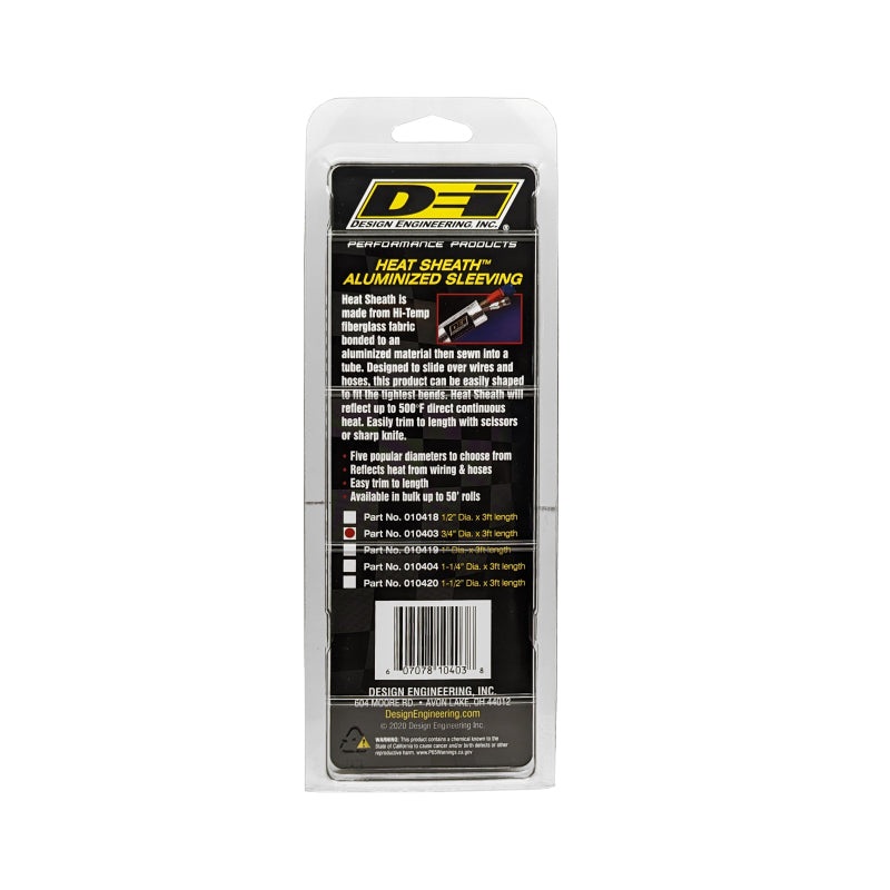 DEI Heat Sheath 3/4 inch x 3 ft Aluminized Sleeving for High-Temperature Protection