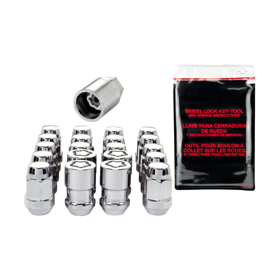 McGard Chrome Bulge Style Cone Seat Wheel Installation Kit for 5-Lug Vehicles, M12 x 1.5 Thread - Includes 16 Lug Nuts, 4 Wheel Locks, and Key
