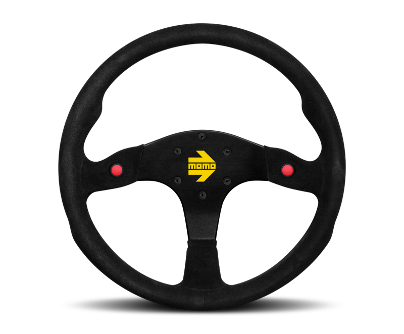 MOMO MOD80 350mm Black Suede Steering Wheel with Black Spokes