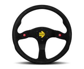 MOMO MOD80 350mm Black Suede Steering Wheel with Black Spokes