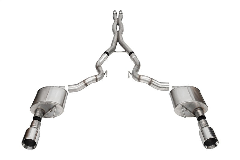 CORSA Performance 2024 Ford Mustang GT Xtreme 3.0-Inch Cat-Back Exhaust System with Dual Rear Exit and 4.5-Inch Straight Cut Tips