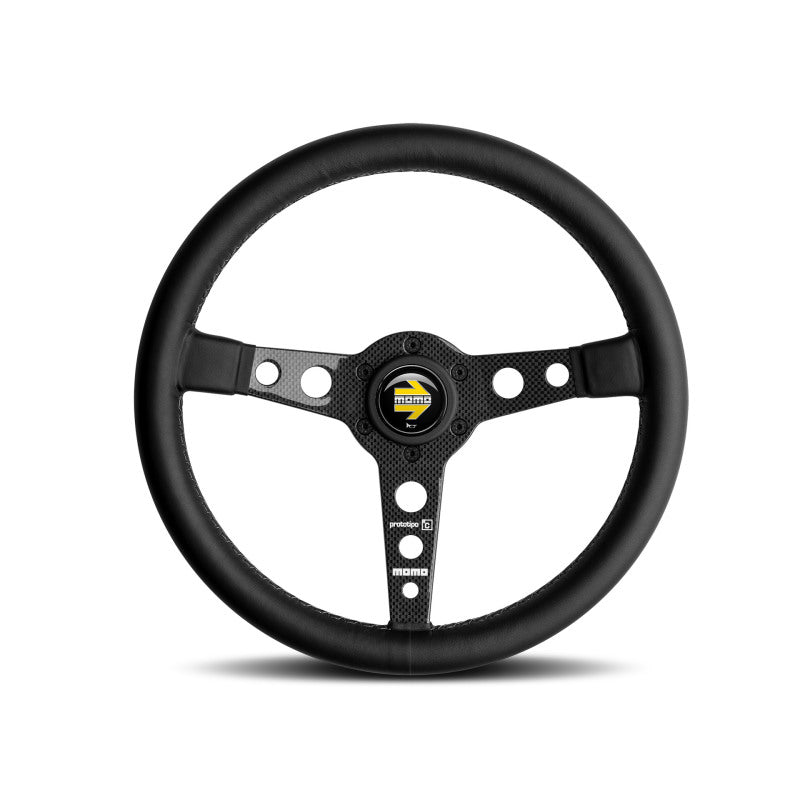MOMO Prototipo 6C Steering Wheel 350 mm - Black Leather with Grey Spoke