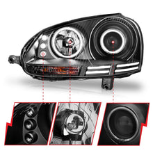 Load image into Gallery viewer, ANZO 2006-2009 Volkswagen Rabbit Projector Headlights with Halo - Black Housing, Clear Lens, CCFL - Pair