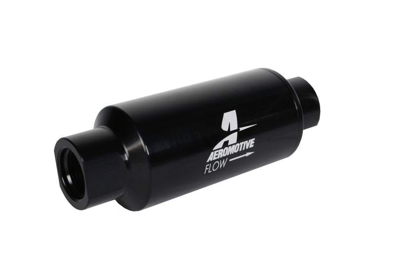 Aeromotive In-Line Filter with 10 Micron Microglass Element, 2-inch OD, AN-10 Ports, Black Anodized Finish