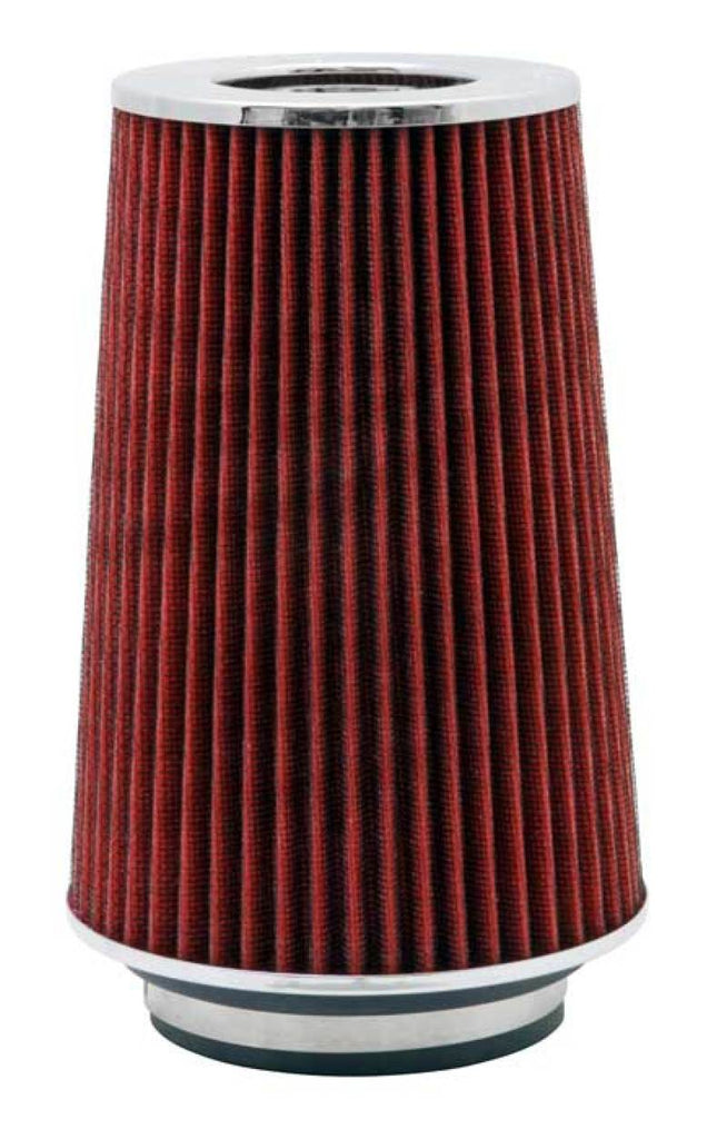 K&N Engineering Universal Air Filter Chrome Round Tapered Red - 4-inch Flange ID, 1.125-inch Flange Length, 9.5-inch Height