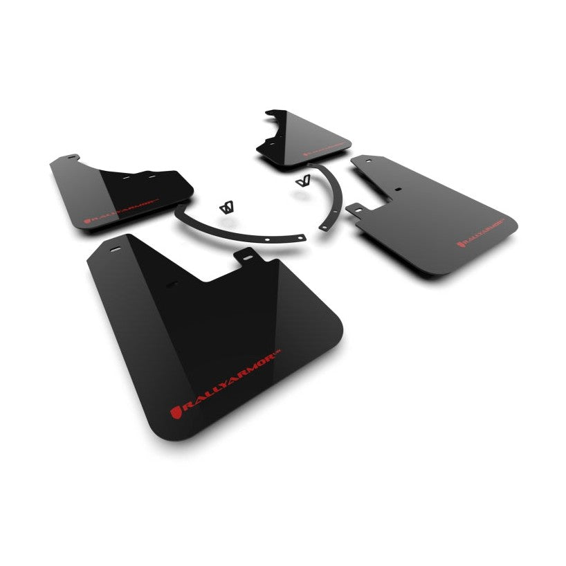 Rally Armor 24-25 Hyundai Santa Fe Black Urethane Mud Flaps with Red Logo - Durable All-Weather Protection