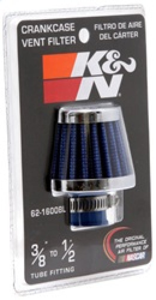 K&N Engineering 62-1600BL Blue Crankcase Vent Filter with Chrome Top and Base