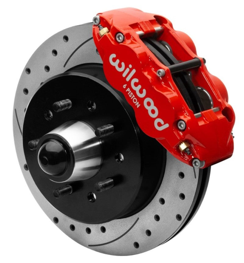 Wilwood Forged Narrow Superlite 6R Front Big Brake Kit for 1988-1998 C1500 with 12.19-inch Drilled Rotors - Red