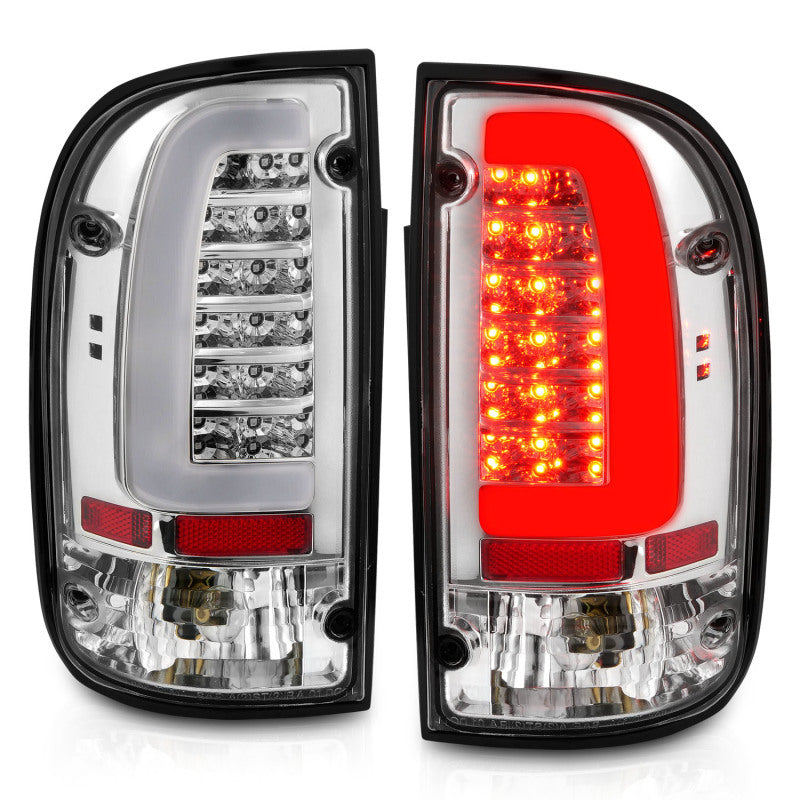 ANZO 95-00 Toyota Tacoma LED Tail Light Pair with Chrome Housing and Clear Lens