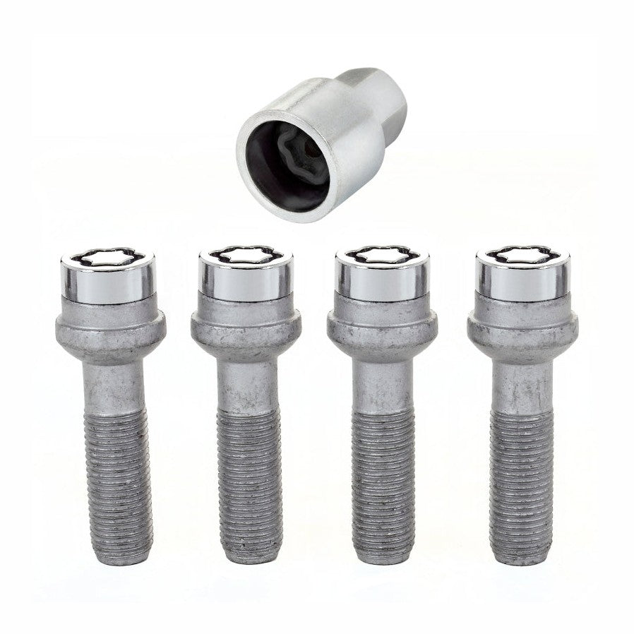 McGard Wheel Lock Bolt Set - Radius Seat, M14x1.5 Thread, Chrome Finish, 4-Pack