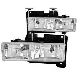 ANZO 1988-1998 Chevrolet C1500 Crystal Headlight Set with Chrome Housing and Clear Lenses