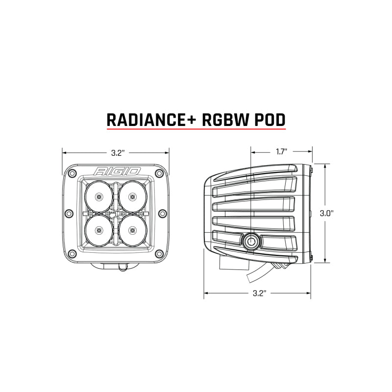Rigid Industries Radiance+ RGBW Pod Lights Pair - Compact Vehicle Backlighting with 8 Color Options