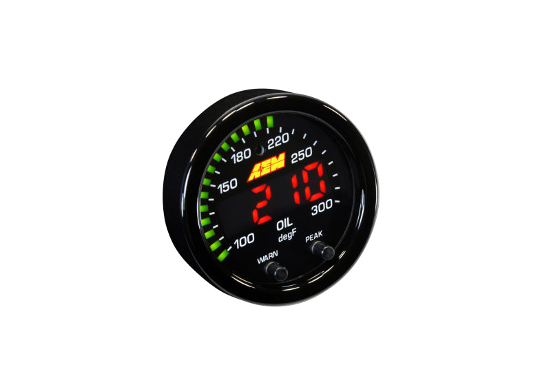 AEM X-Series Temperature Gauge Kit 100-300°F with Black Bezel and Water Faceplate