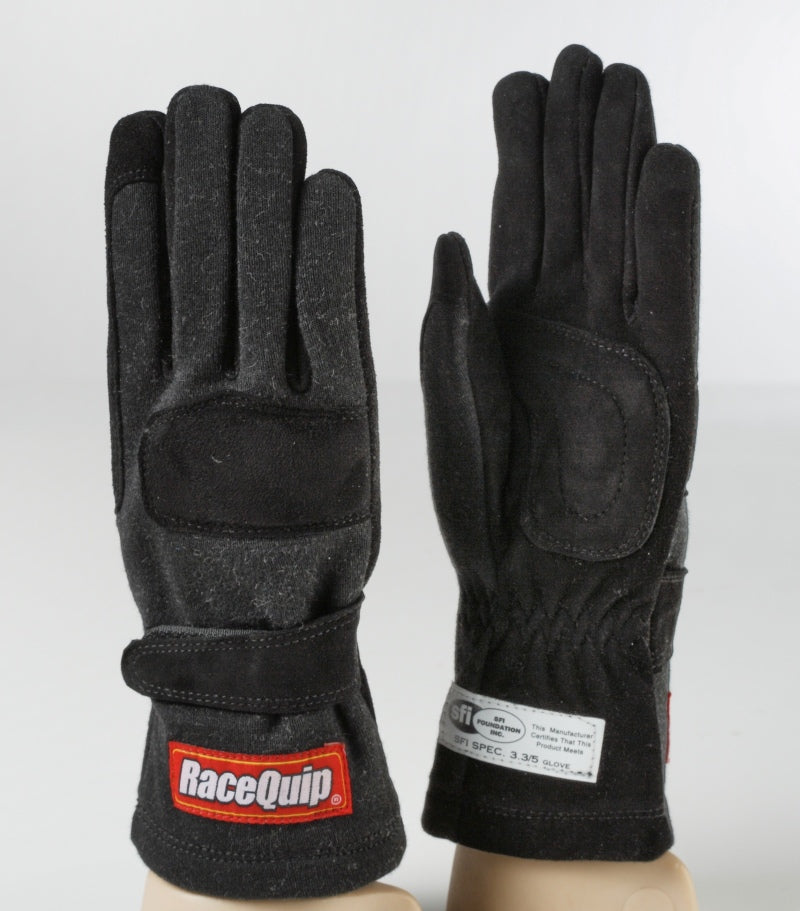 RaceQuip Black 2-Layer SFI-5 Racing Gloves – Medium