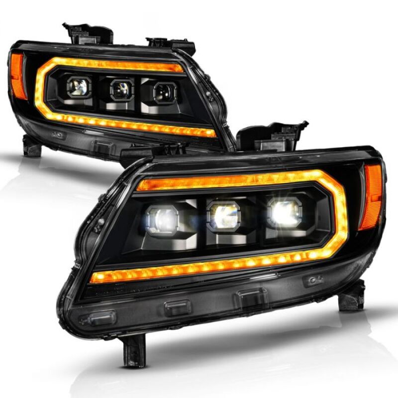 ANZO 15-22 Chevy Colorado Full LED Headlights with Sequential Turn Signal and Initiation - Black Housing