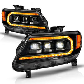 ANZO 15-22 Chevy Colorado Full LED Headlights with Sequential Turn Signal and Initiation - Black Housing