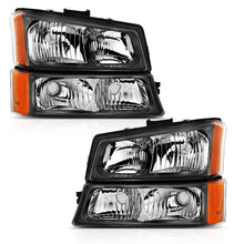 Load image into Gallery viewer, ANZO 2003-2006 Chevy Silverado Crystal Headlight Set with Signal Lights – Black Housing and Clear Lens