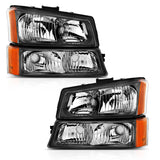 ANZO 2003-2006 Chevy Silverado Crystal Headlight Set with Signal Lights – Black Housing and Clear Lens