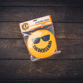 KC HiLiTES Retro 6-inch Yellow Vinyl Light Cover with Smiley Face Sunglasses Logo