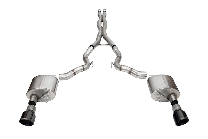 CORSA Performance 2024 Ford Mustang GT Xtreme 3.0-inch Cat-Back Exhaust System with Black PVD Tips