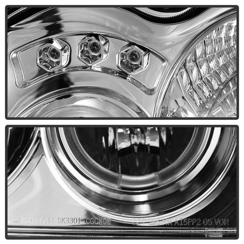 Spyder Jeep Grand Cherokee 2005-2008 LED Halo Projector Headlights with Chrome Finish * Part PRO-YD-JGC05-HL-C