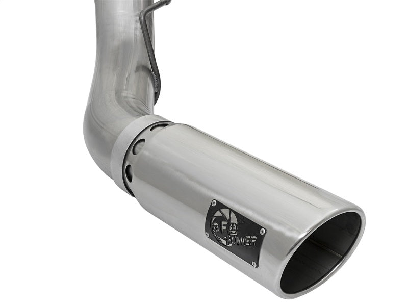 aFe Large Bore HD 5-inch Stainless Steel DPF-Back Exhaust System with Polished Tip for 2017 Ford Diesel Trucks V8 6.7L (td) - Part # afe49-43090-P