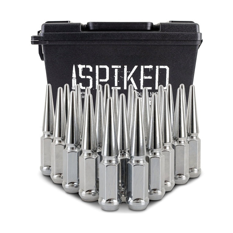 Mishimoto Steel Spiked Lug Nuts M14 x 1.5 - 24-Piece Chrome Set for Automotive Wheels