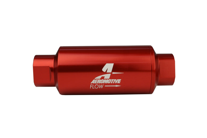 Aeromotive In-Line Fuel Filter AN-10 - 40 Micron Stainless Steel Element - Red Anodized Finish