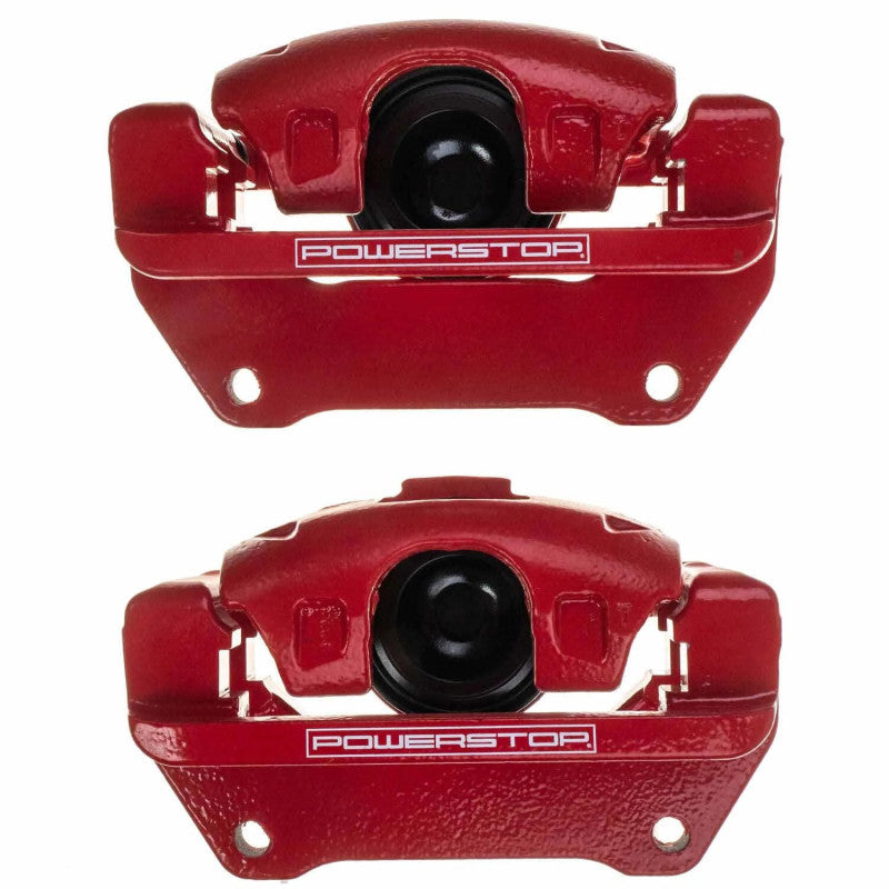 PowerStop Powder Coated Red Brake Calipers Pair for Jeep Wrangler JK 2007-2018 * Part Number PSBS5044EB